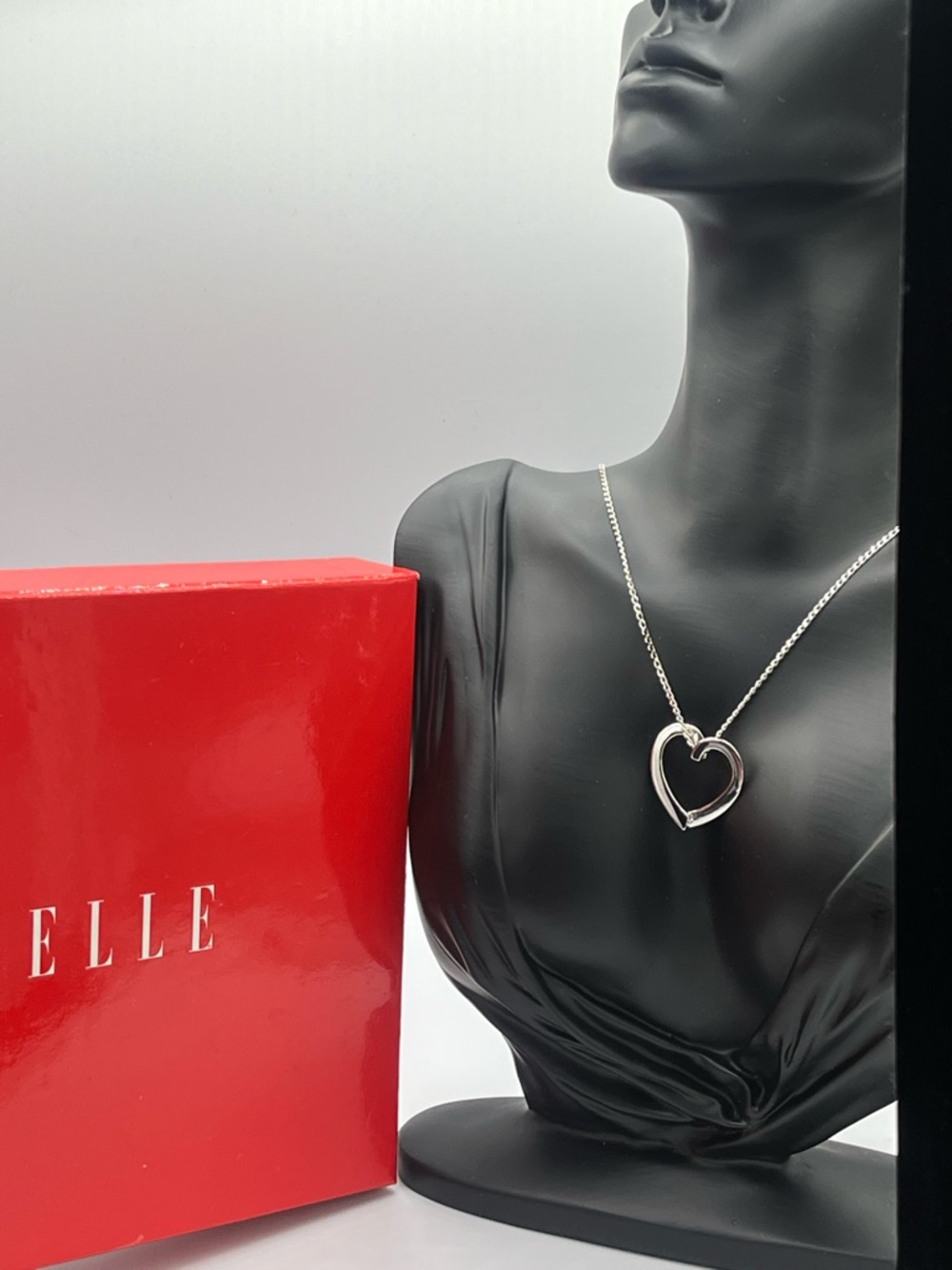 New in box! ELLE Sterling Silver Heart Pendant Necklace with Ruby - Heart Charm